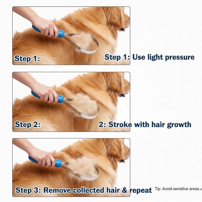 Dual-Sided Grooming Blade for Dogs - Shedding Brush with Stainless Steel Blades for Short and Long Hair Coats