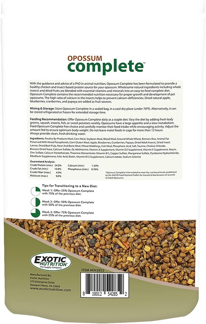 Opossum Complete 4 LB | Nutritional Healthy Pellet Diet | Food for Short-Tailed & Virginia Opossums