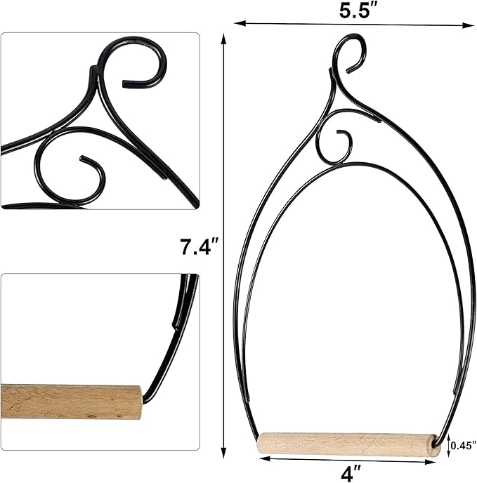 winemana Set of 3 Hummingbird Swings, Rust Resistant Metal Frame, Wooden Dowel, Attach to Bird Feeders, Perfect for Hanging Indoor Office Outdoor Trunk Lawn Patio Garden (7.4" x 5.5")