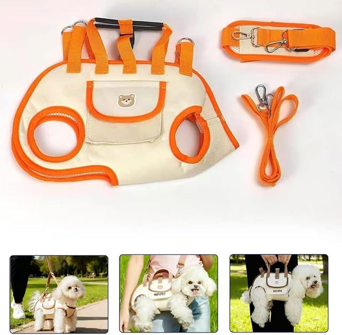 Portable Small Dog & Cat Pet Carrier Sling & Backpack for Small Dogs & Cats & Puppy, Dog & Pet Purse Bag Carrier Sling for Small Dogs with Dog Traction Leash, Crossbody Sling Carriers (Orange M)