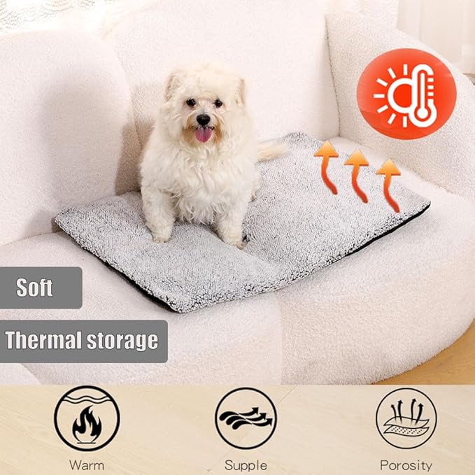 heated cat bed Self Warming Cat Bed Self Heating Cat Dog Mat Advanced Extra Warm Thermal Pet Pad for Indoor Outdoor Pets with Removable Cover Non-Slip Bottom Washable Non Electric Brown19.7*27.5inch