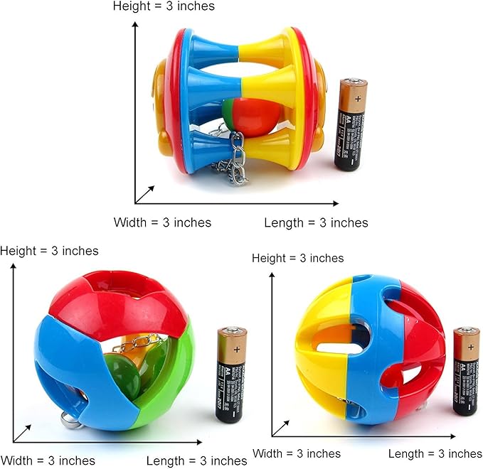 Parrot Colorful Ball Toys with Bell Cage Hanging Chewing String for Parakeet Conure Cockatiel Small Medium Birds (C)