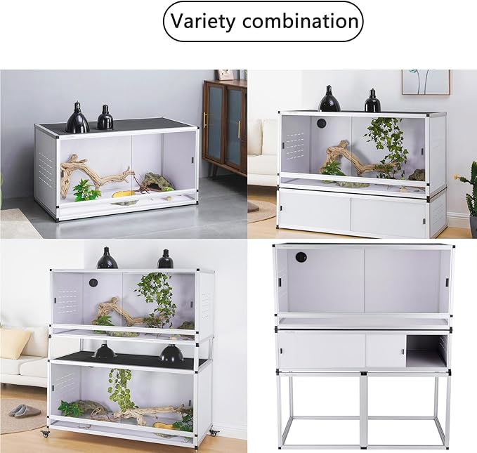Reptile Terrarium 120 Gallon Large, PVC Enclosure Breeding Tank for Bearded Dragon Gecko Lizard Snake, Wide Breeding Lounge Vivarium Area with Ventilation, Suit for Juvenile to Adult Reptiles