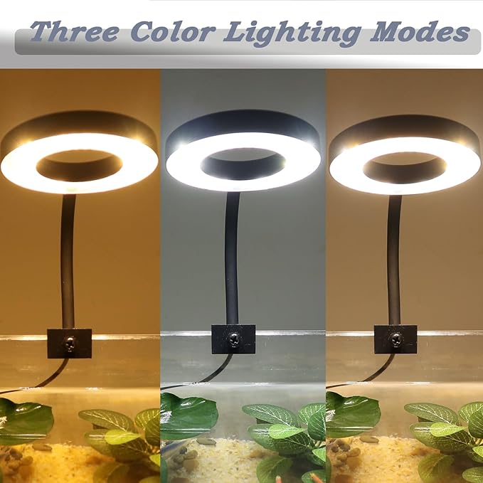 Upgraded Aquarium Light with Timer Clip On Fish Tank LED Light Small USB Light Dimmer Multi-Color White+Warm Yellow+Yellow 1 to 5 Gal (Adapter NOT Included)