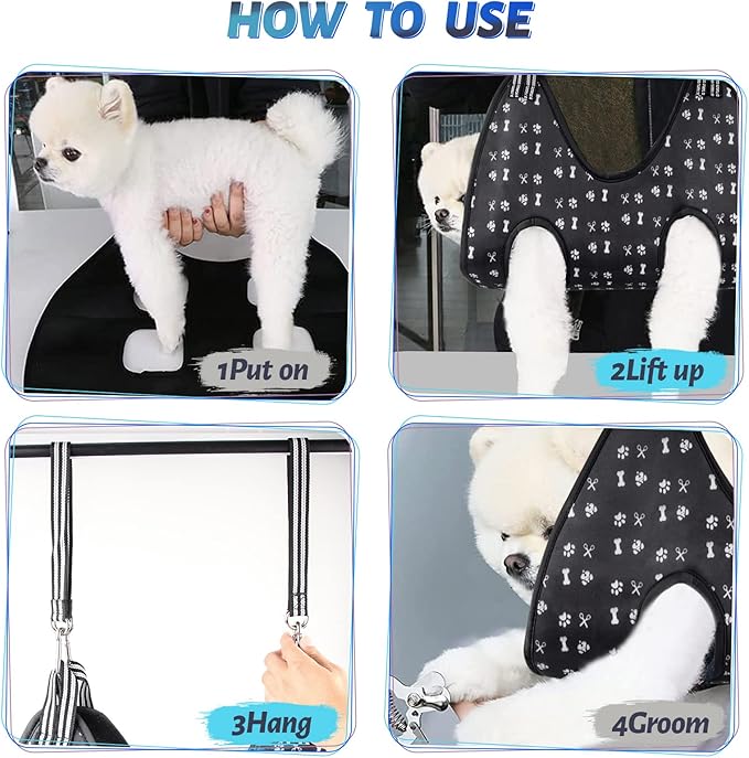 Pet Dog Grooming Hammock Harness for Grooming (XL 80lb), Dog Sling Holder for Clipping Nails with Clippers, Pet Comb