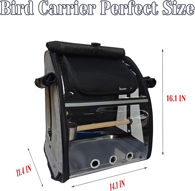 Portable Bird Carrier Backpack - Ideal Bird Travel Carrier for Parrot, Finch, Sparrow - Bird Backpack with Portable Cage