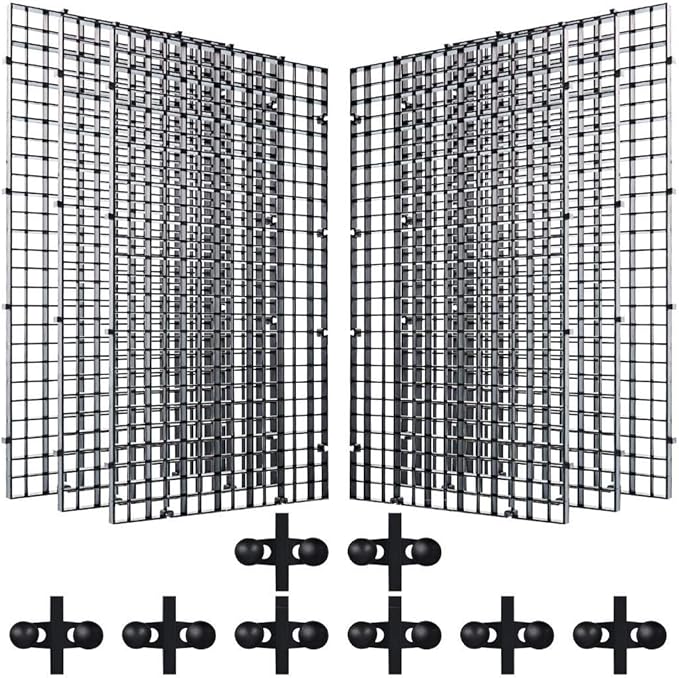 6 Pcs Aquarium Fish Tank Divider Plastic Egg Crate Aquarium Filter Bottom Tray Grid Isolation Board Partition Net Pane Separator for Mixed Breeding Light Diffuser,8 Pcs Sucker Clips Suction Cups,Black