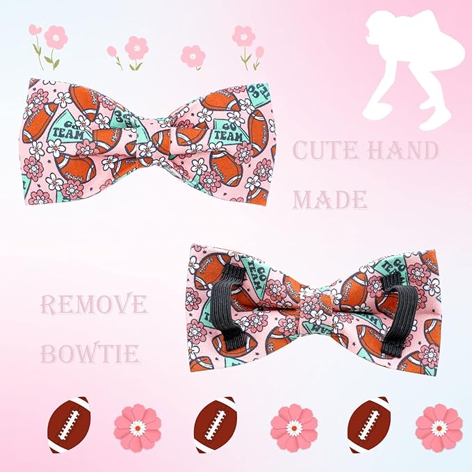 Dog Collar - Rugby with Flower Pet Collar Bows for Dogs Bowtie Pet Collar Adjustable Dog Collar Girl Boy Puppy Collar for X-Large Dogs
