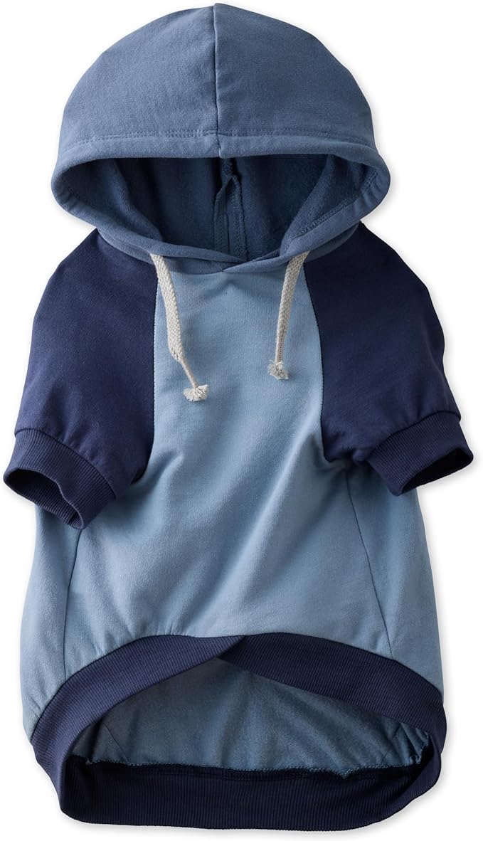 Rocky – The Orginal Lightweight Hooded TEE 100% Organic Cotton Dog Hoodie Pet Coat Sweater for Small, Medium, Large Dogs, Navy Color Block, Large