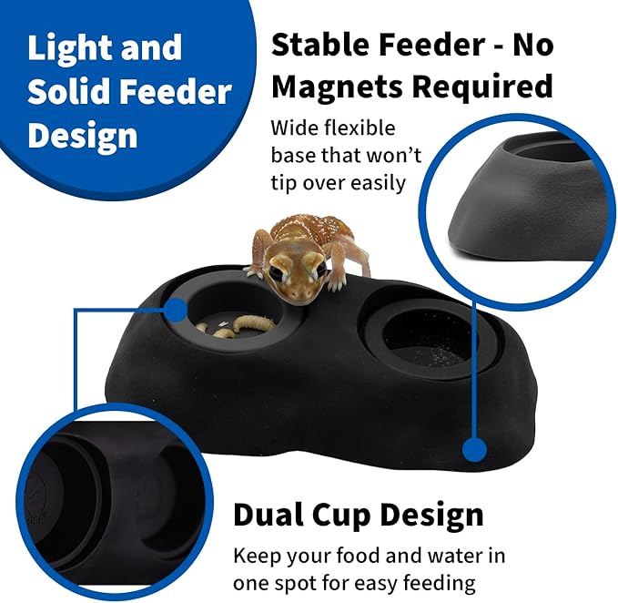 Pangea Ultimate Eco Dish, Crested Gecko Food and Water Bowl for Terrestrial Lizards, Durable Silicone Feeding Accessory for Reptile Terrariums 3.125in x 5.5in (Turquoise Marble)