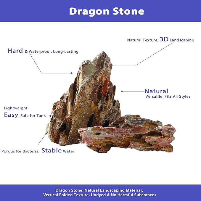 kecilke Aquarium Rocks Dragon Stone 2-4 inches Fish Tank Rocks for Aquariums, Tank Decoration, Landscaping & Amphibian Enclosures-5LB