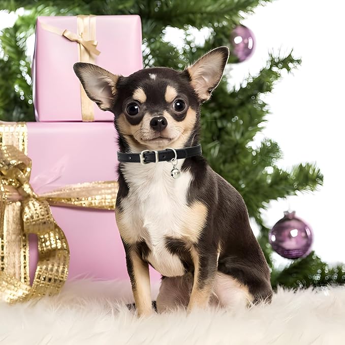 Blue XS Dog Collar with Bell, Soft Pu Leather Cat Collars Adjustable Buckle for XXS Extra Small Medium Tiny Female Male Boys Girls Pets Puppy Kitten Teacup Yorkie X-Small