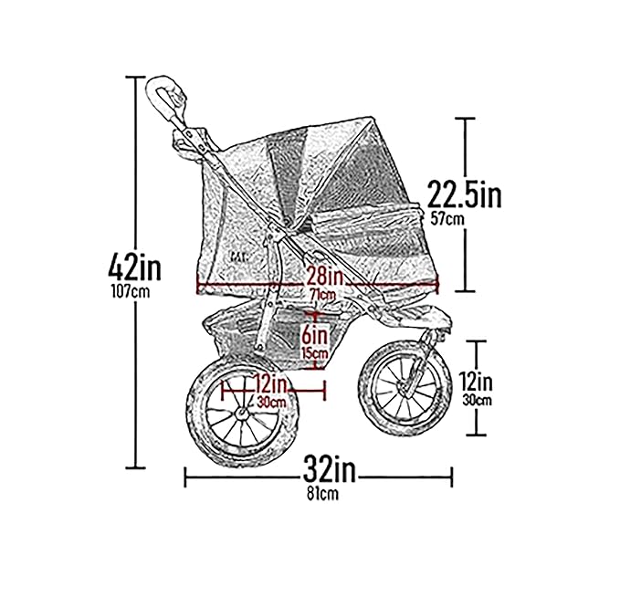Pet Gear No-Zip AT3 Pet Stroller for Cats/Dogs, Zipperless Entry, Easy One-Hand Fold, Jogging Tires, Removable Liner, Cup Holder + Storage Basket, 1 Model, 2 Colors New Summit Grey