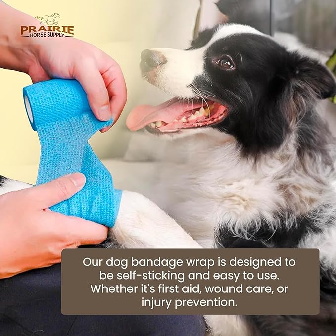 3 Inch Vet Wrap Tape Bulk (Brown) (Pack of 24) Self Adhesive Adherent Adhering Flex Bandage Grip Roll for Dog Cat Pet Horse