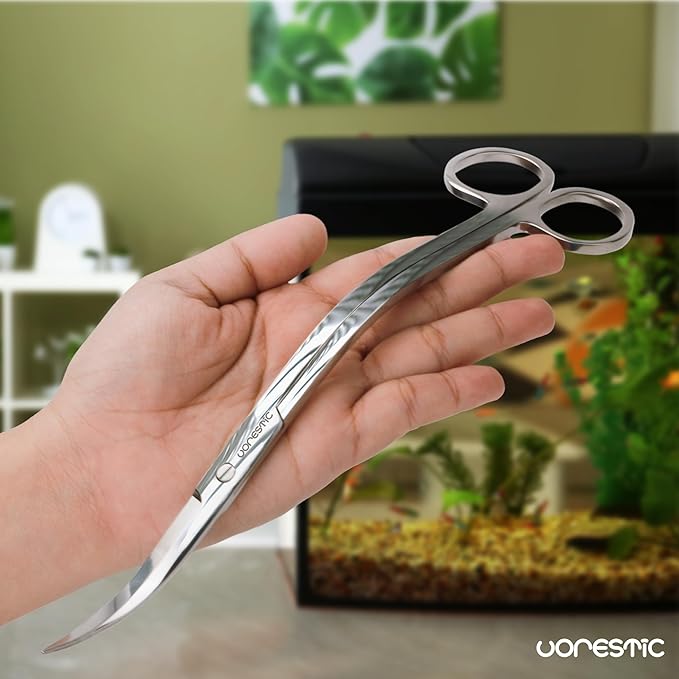 VORESTIC Long Aquarium Scissors for Plants 9.8 inches, Aquascaping Scissors, Aquarium Plant Trimmer, Aquascape Tools, Terrarium Tools for Plants (1 Pc Wave)