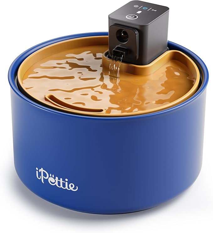 iPettie Ceramic Cat Water Fountain, 3.5L/118oz Cordless Pet Water Dispenser with 3 Water Modes, Ultra-Quiet Pump, Rechargeable 3000mAh Battery, BPA-Free Ceramic & ABS, Auto Low Water & Battery Alerts