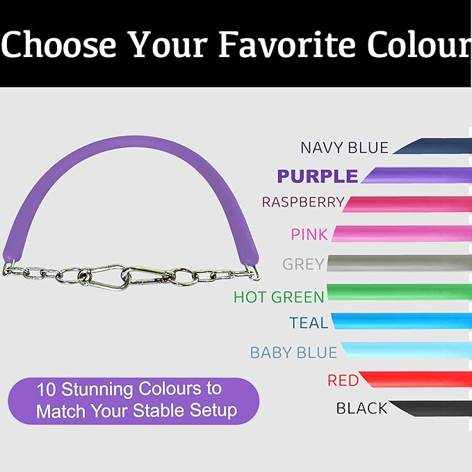Stall Chain for Horses – 51 Inch Horse Stall Guard with Heavy-Duty Clips, Rubber Coated Stall Guard for Horse Stalls and Trailers (Purple)