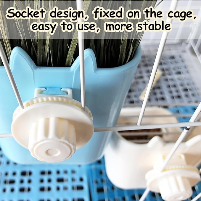 2PCS Rabbit Hay Feeders Rack 2 in 1 Guinea Pig Food Feeder Indoor Feeder for Rabbit Bunny Chinchilla Hamster (Blue+White)