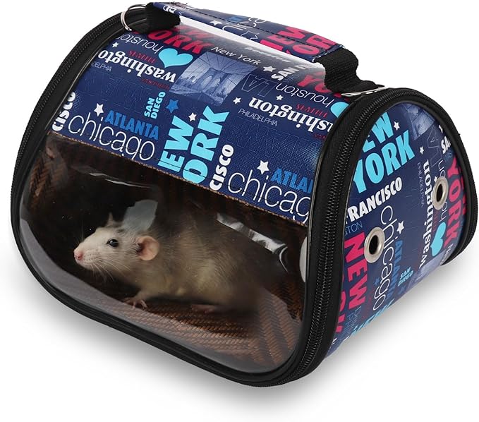 Transparent Small pet Carrier, Adjustable Shoulder Strap, Detachable Bamboo and Rattan Lining Suitable for Ventilated Bird Backpacks for Sugar Gliders, Hamsters, Rats, and Parrots (Blue)