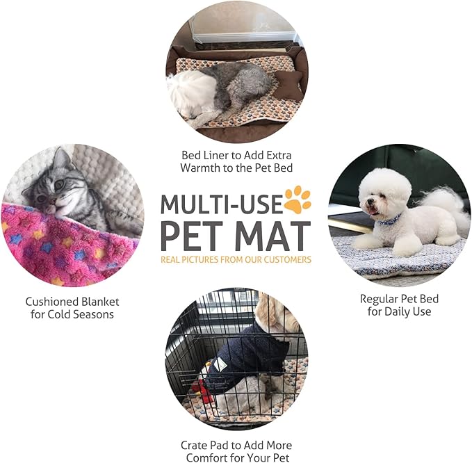 Mora Pets Dog Crate Pad - Ultra Soft Pet Bed With Cute Star Print, Washable Mat for Large Medium Small Dogs, Reversible Fleece Kennel Liner, Cat Bed 23 x 18 Inch Brown