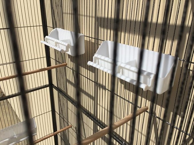 74" Large Double Separate Stackable Wrought Iron Breeding Bird Flight Parrot Cockatiel Conure Breeder Cages Side Nesting Doors Double Feeder Cups Easy Clean Grate & Tray with Detechable Rolling Stand