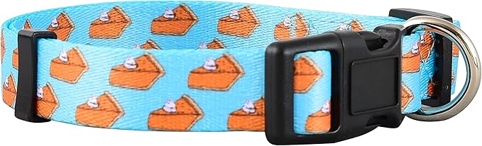 Native Pup Thanksgiving Dog Collar- Fall Collars for Dogs- Autumn Leaf, Turkey, Pumpkin Pie, Holiday Leaves- Girl Boy Puppy- Adjustable for Small, Medium, Large Breeds (Pumpkin Pie, Large)