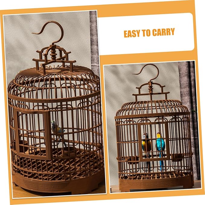 Milisten Large Portable Bird Carrier Cage for Lovebirds Parakeets and Cockatiels Retro Plastic Design Travel-Friendly for Home and Outdoor Use