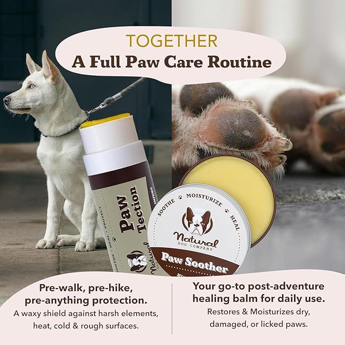 Natural Dog Company PawTection Balm for Dogs, Dog Paw Protector, Moisturizing Dog Paw Balm for Dry, Cracked Pad, Protects Paw from Extreme Weather, Paw Lotion for Allergies & Itching (2 oz Stick)