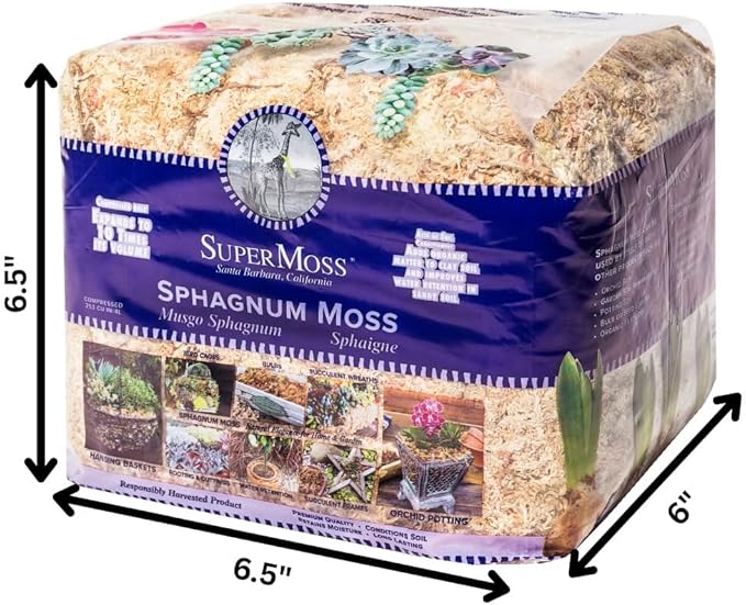 SuperMoss (22325) Orchid Sphagnum Moss Dried, Natural, 1 Pound Mini Bale