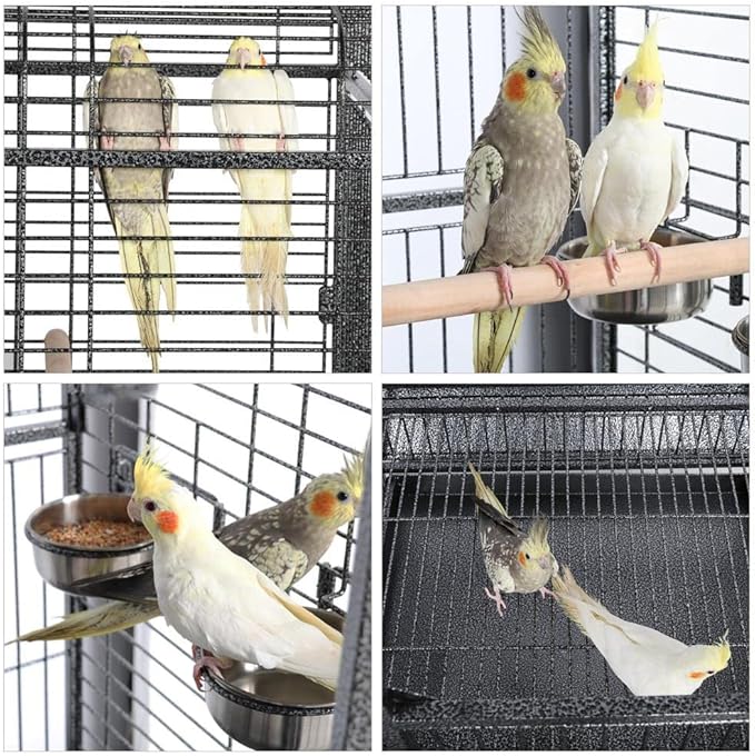 Yaheetech 63'' Bird Cage with Stand Wrought Iron Rolling Open Play Top Large Bird Cage for Mini Macaw African Grey Amazon Parrot