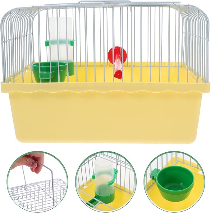 Garneck Small Bird Travel Cage: Portable Parakeet Carrier with Food and Water Box 9.2 Inch Animals Cage for Cockatiels Parrot - Easy to Carry for Short Trip, Daily Outing