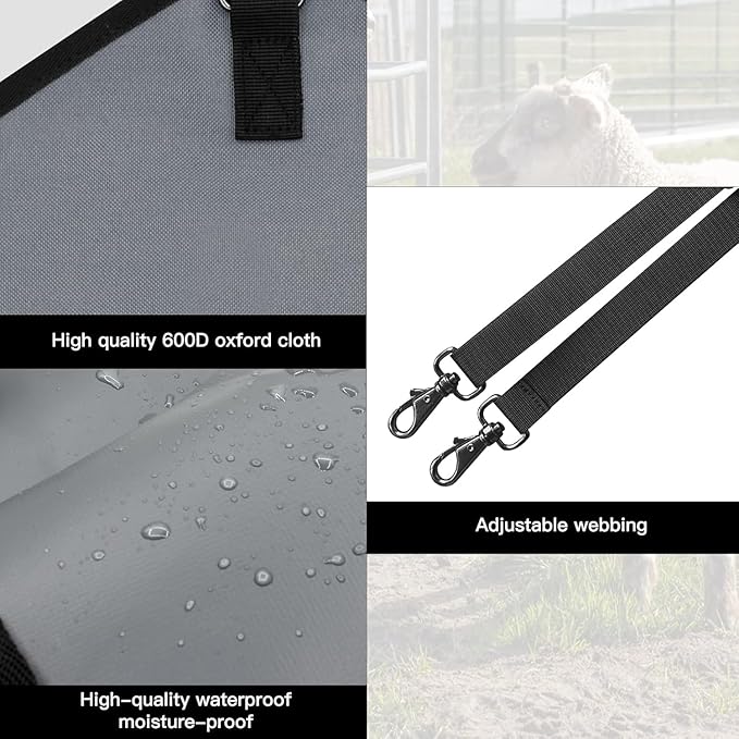 Goat Hay Feeder,Hay Bags for Goats,Horses,Sheep,Premium 600D Oxford Cloth,with Metal Fastener and Adjustable Open Feed Hole for Slow Feeding,Easy to Fill and Hang with Large Opening