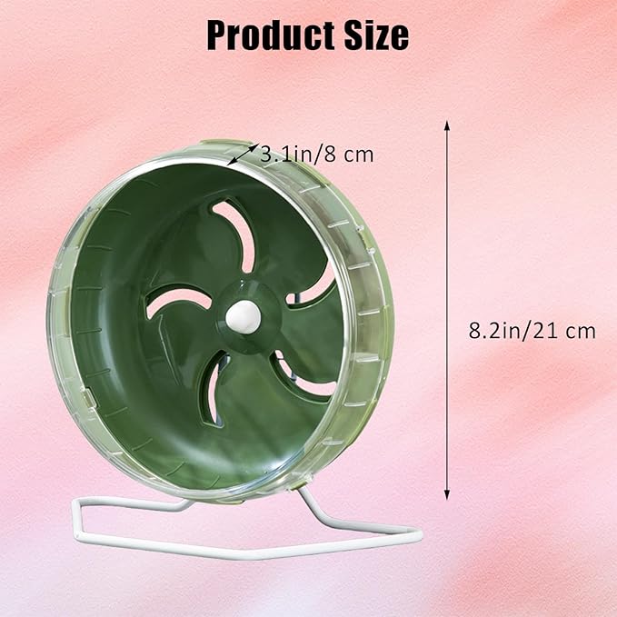 Hamster Wheel Silent, 8.3 Inch Large Gerbil Hedgehog Wheel, Adjustable Stand Quiet Spinner Syrian Hamster Running Wheels for Chinchilla Dwarf Pet Small Animals Cage Exercise, Green