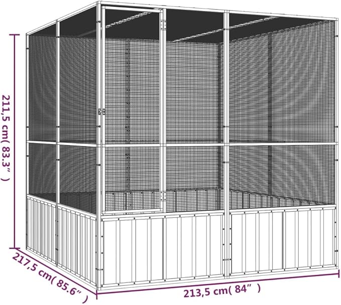 Large Flight King Bird Cage, Steel Bird Cage Flight Cage for Cockatiels African Parakeets Green Cheek Conures Pigeons Parrot, Gray 84.1"x85.6"x83.3",-971