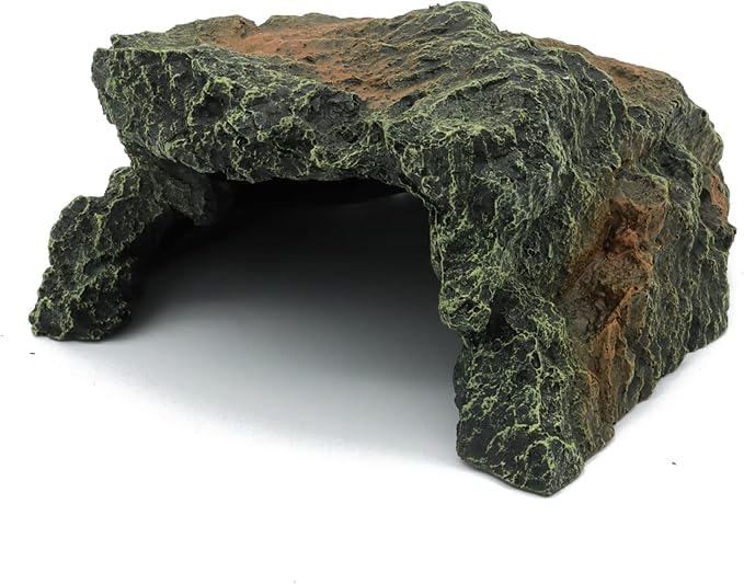 JIHAQUA Reptile Rock Hide Cave, Aquarium Habitat Decor Rock Tortoise Hideout for Lizards, Turtles, Reptiles, Amphibians, Fish