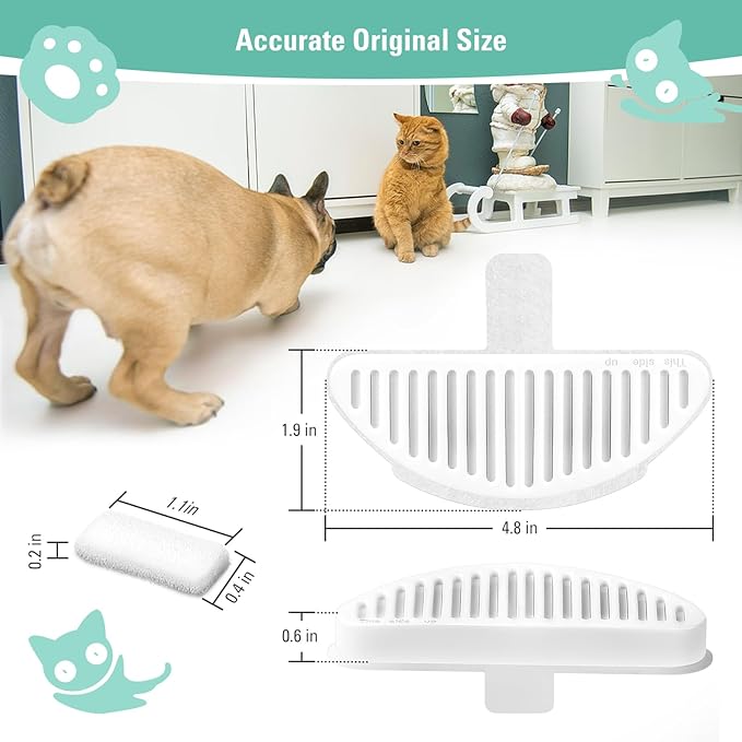 6 Pack Replacement Filters & 12 Pack Filter Sponges for 67oz/2L Wireless Automatic Pet Fountain, BFLICROY Cat Water Fountain Filter, Pet Water Fountain Filters with 6 Layers Filtration System
