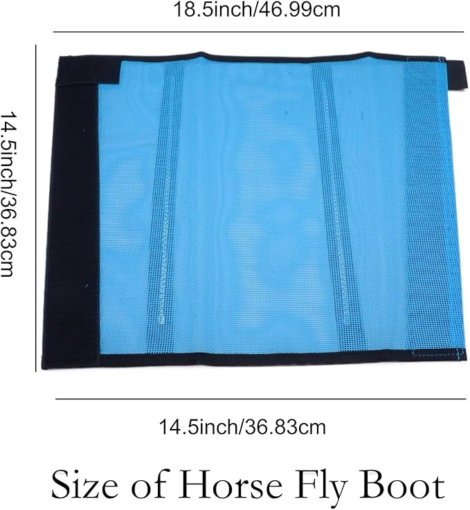 4 Pack Mesh Fly Boots for Horse - Blue - All Seasons - Solid - Drawstring Closure - Breathable - Protects from Flies - Set of 4
