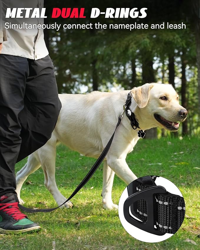 Joytale Airtag Dog Collar, Reflective Pet Collar with Waterproof AirTag Holder, Dual D-Rings, Soft Padded Adjustable for Extra Large Dogs, Black, XL