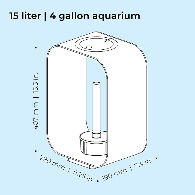 biOrb Life 15 Acrylic 4-Gallon Aquarium with White LED Lights Modern Compact Tank for Tabletop or Desktop Display, White