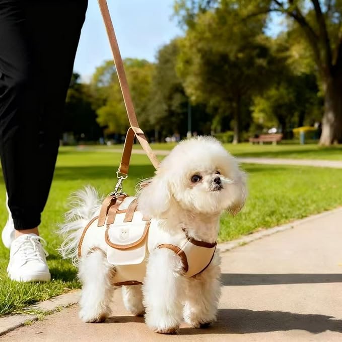 Portable Small Dog & Cat Pet Carrier Sling & Backpack for Small Dogs & Cats & Puppy, Dog & Pet Purse Bag Carrier Sling for Small Dogs with Dog Traction Leash, Crossbody Sling Carriers (Beige S)