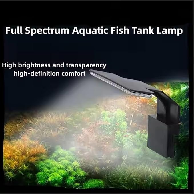 Mini Clip-On Aquarium Light 5W Full Spectrum LED Fish Nano Tank Light with Timer & Dimmer and 3 Lighting Modes for Freshwater Plants & Tropical Fish Ideal for 4–14 Inch Tanks (1-5 Gallons)
