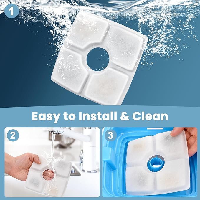 Cat Water Fountain Filter Replacement, 12 Pack Cat Fountain Filters Compatible with Square 84oz/2.5L Automatic Pet Fountain Dog Water Dispenser, 3 Filtration System Replacement Pet Filters