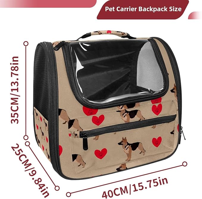 Dog and Heart Cat Carrier Backpack,900D Wear-Resistant Oxford Fabric, Dog Carrier Cat Backpacks Suitable for Travel