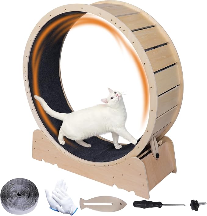 Large Cat Exercise Wheel 40 Inch Treadmill Exerciser for Indoor Cats Love Kitty Running Toy Walking Training for Fitness Weight Loss Device Suitable for Most Cats Physical Exercise Activity
