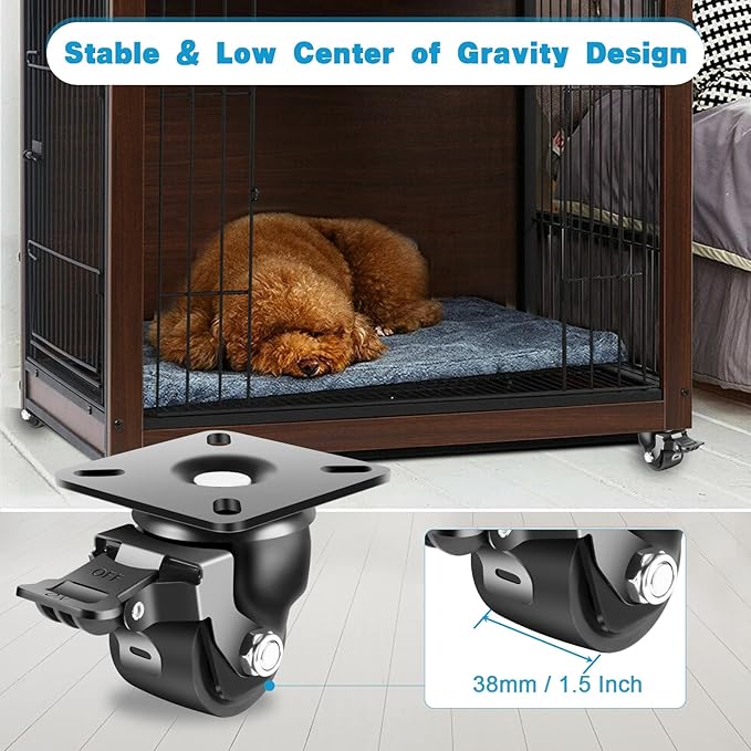 Nefish 2-Inch Heavy Duty Casters Set of 4, Industrial Grade Castors Wheels 2200 LBS, Low Gravity Plate Swivel Caster with Brake, Durable & Corrosion-Resistant Nylon Wheels for Industrial, Equipment
