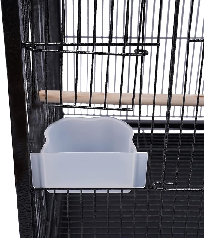 Parakeet Bird Cage 36.9 Inch Wrought Iron Flight Bird Cage Pet Bird Flight Cages with 4 Universal Wheels 3 Standing Poles Rolling Stand Bird Playground