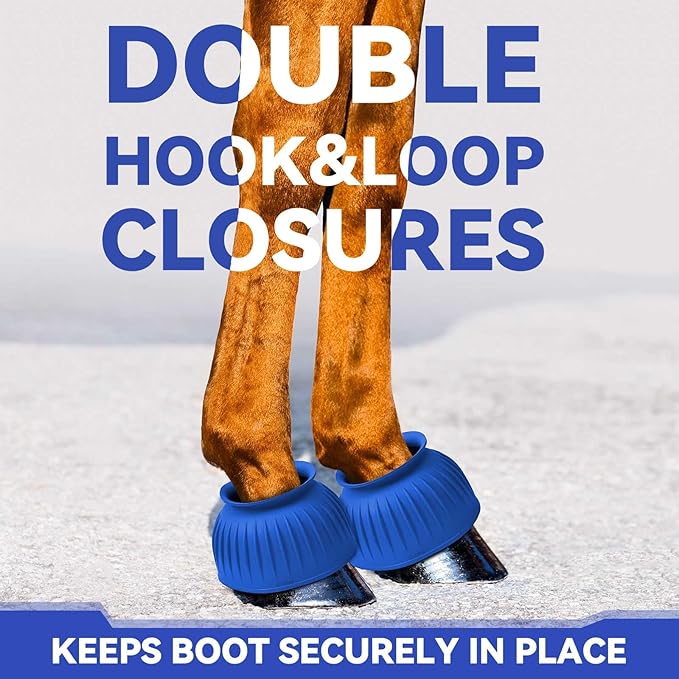 Abbylike Bell Boots for Horses 1 Pair/2 Pair Available, Protect Against Hoof Impact Trauma, Rubber Bell Boots Horse Care for Turnout, No Rub Design Wrap Hook and Loop