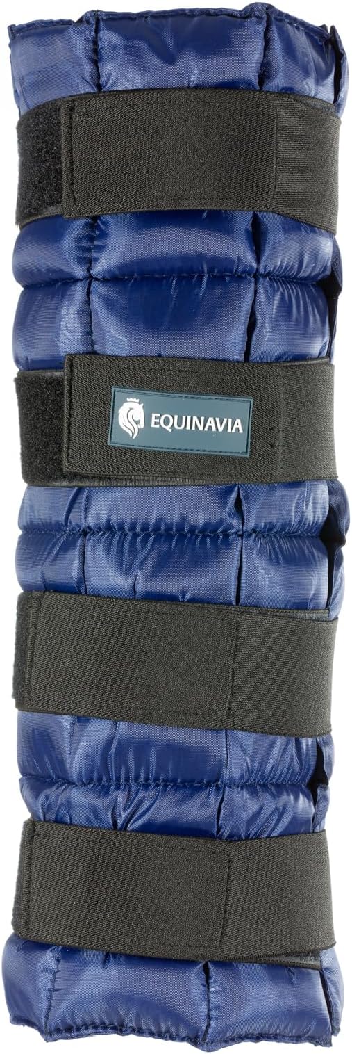 Equinavia Cool Relief Therapy Ice Boots Leg Wraps Pair for Horses, Gel Pack with Adjustable Straps | 16.5" x 15.5" with Storage Bag - Navy Blue - Pair - One Size