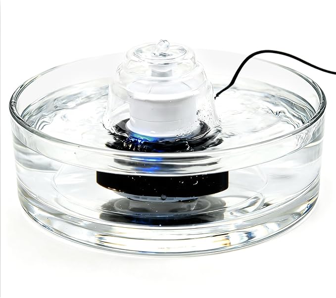 Glass Cat and Dog Water Fountain 90oz/2.7L, Automatic Pet Water Dispenser with Quiet Pump, Drinking Fountain for Cats and Small Dogs, Easy to Clean