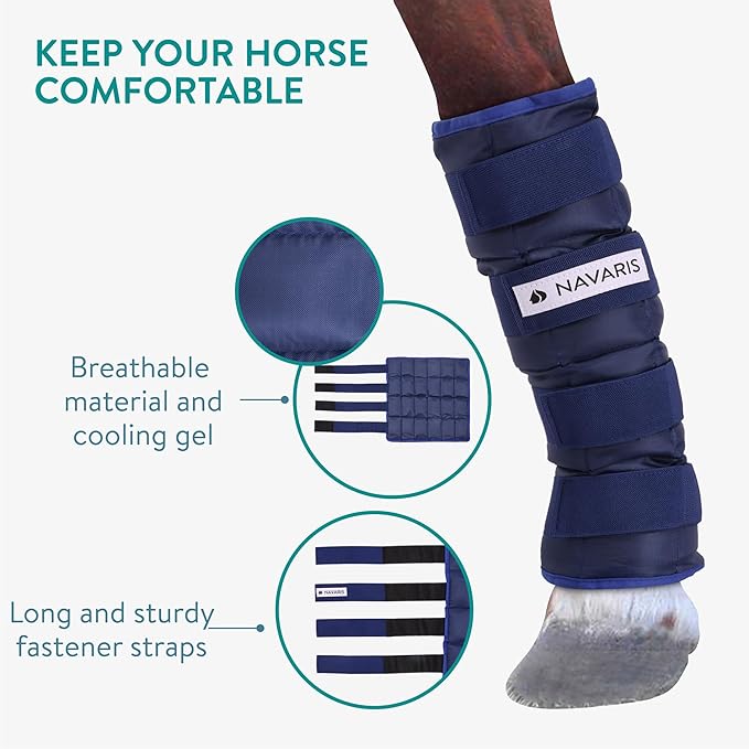 Navaris Horse Cooling Leg Wraps - Robust and Durable Cool Ice Boots for Horses - Freezer Boots Above Hoof - One Size Wrap Fits All - Standing Leg Cooler for Sport or Polo - 2 Pack